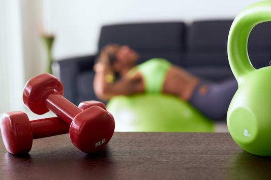 woman working out at home